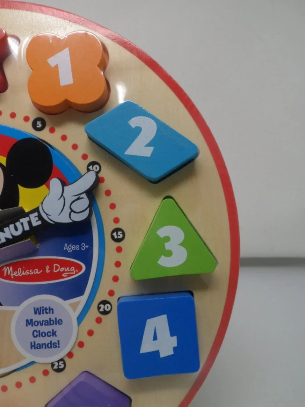 New Melissa & Doug Mickey Mouse Wooden Shape Sorting Clock